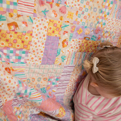 Patchwork Stitches Latte by Liza Taylor Fabric by the Yard