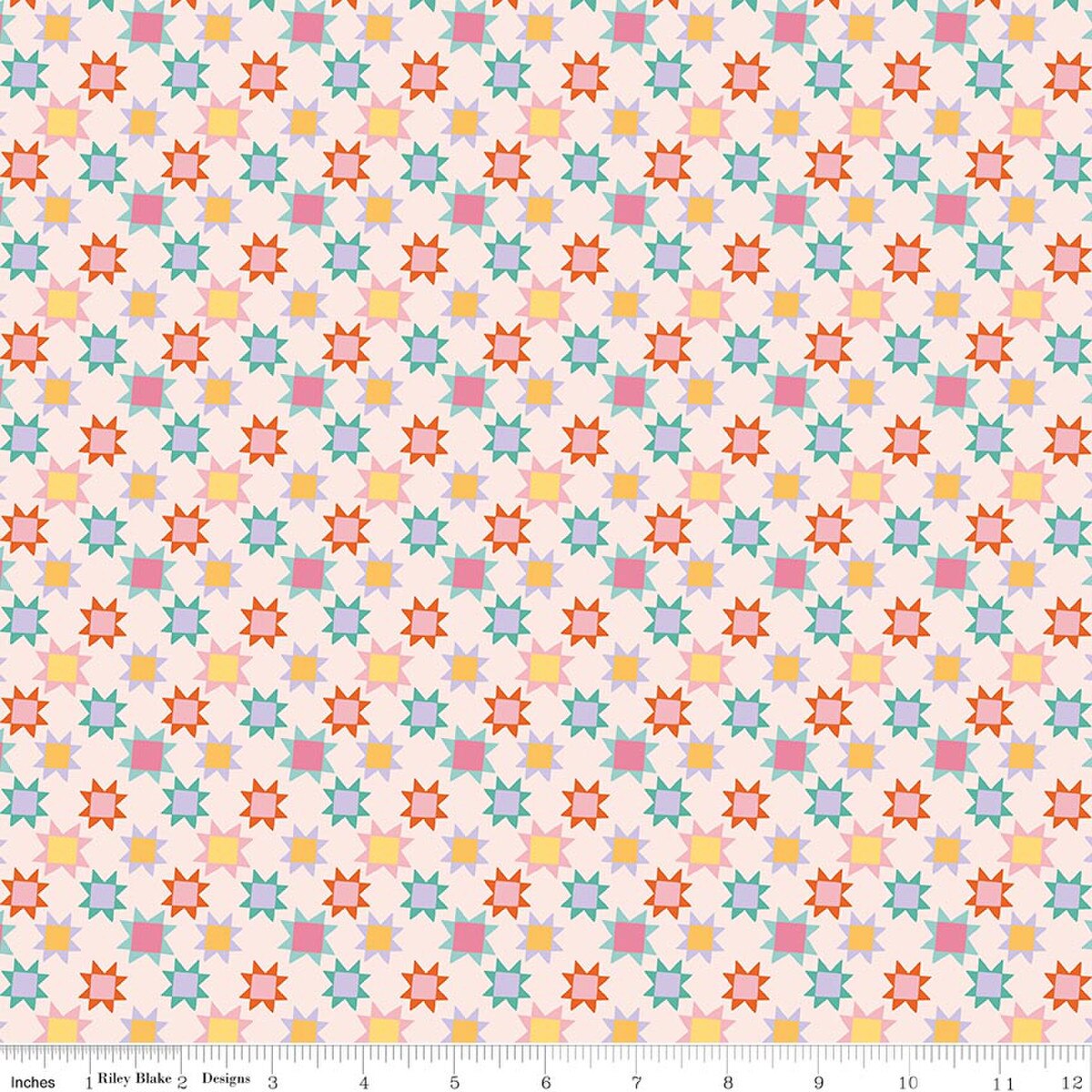 Multicolor Sawtooth Stars Patchwork by Liza Taylor Fabric by the Yard