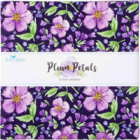 Plum Petals purple and green 10 inch square pack