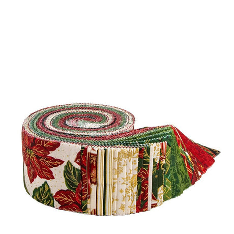 Poinsettias at Christmas Rolie Polie strips detail Jennifer Bosworth Riley Blake Designs poinsettia floral