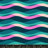 Poolside Too Peacock fabric by Ruby Star Society for Moda Fabrics by the yard RS5198 15 dark blue waves novelty blender