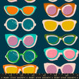 Poolside Too Peacock fabric by Ruby Star Society for Moda Fabrics by the yard RS5200 15 dark blue sunglasses novelty retro kitsch
