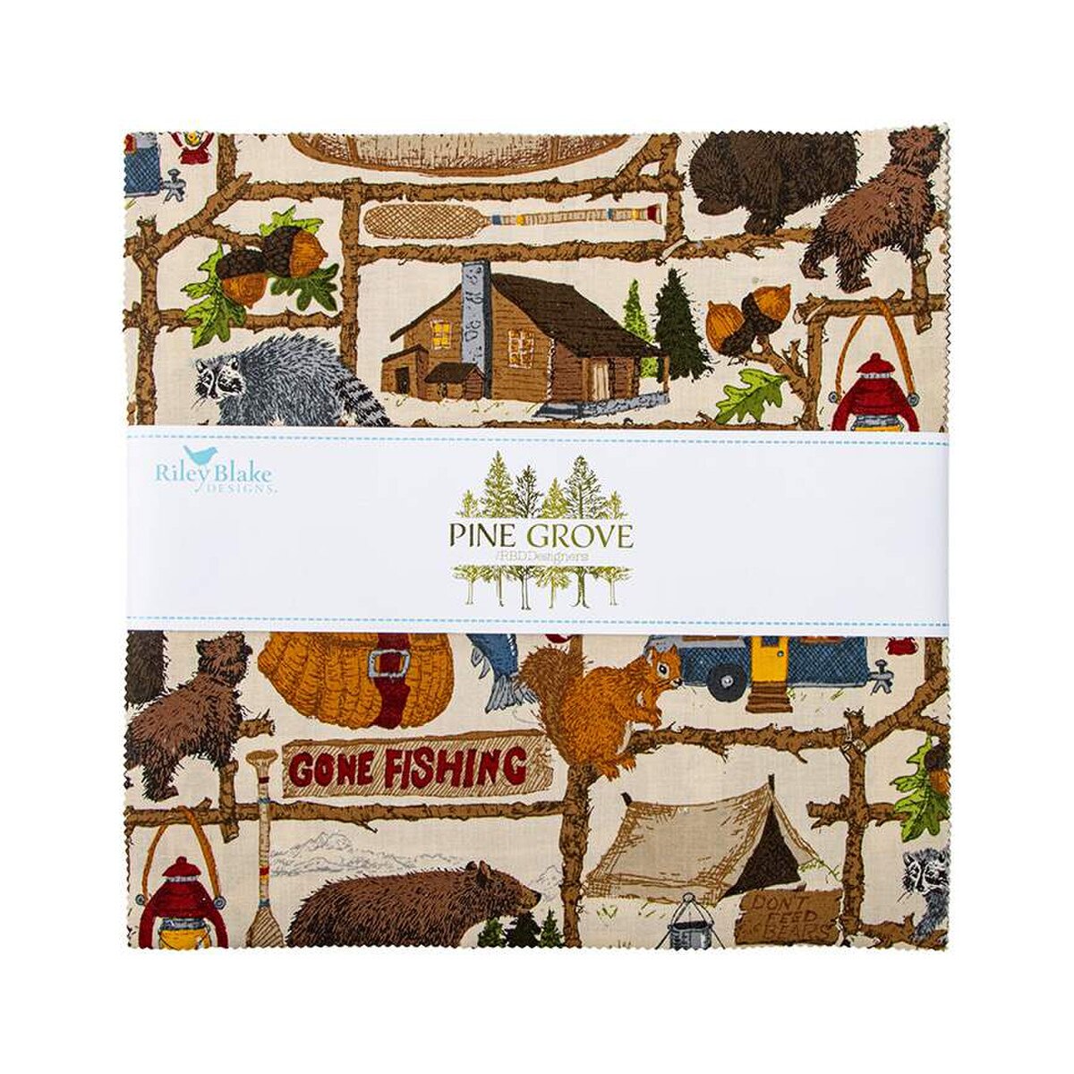 Tissu de camping Riley Blake Pine Grove, paquet carré de 10 pouces