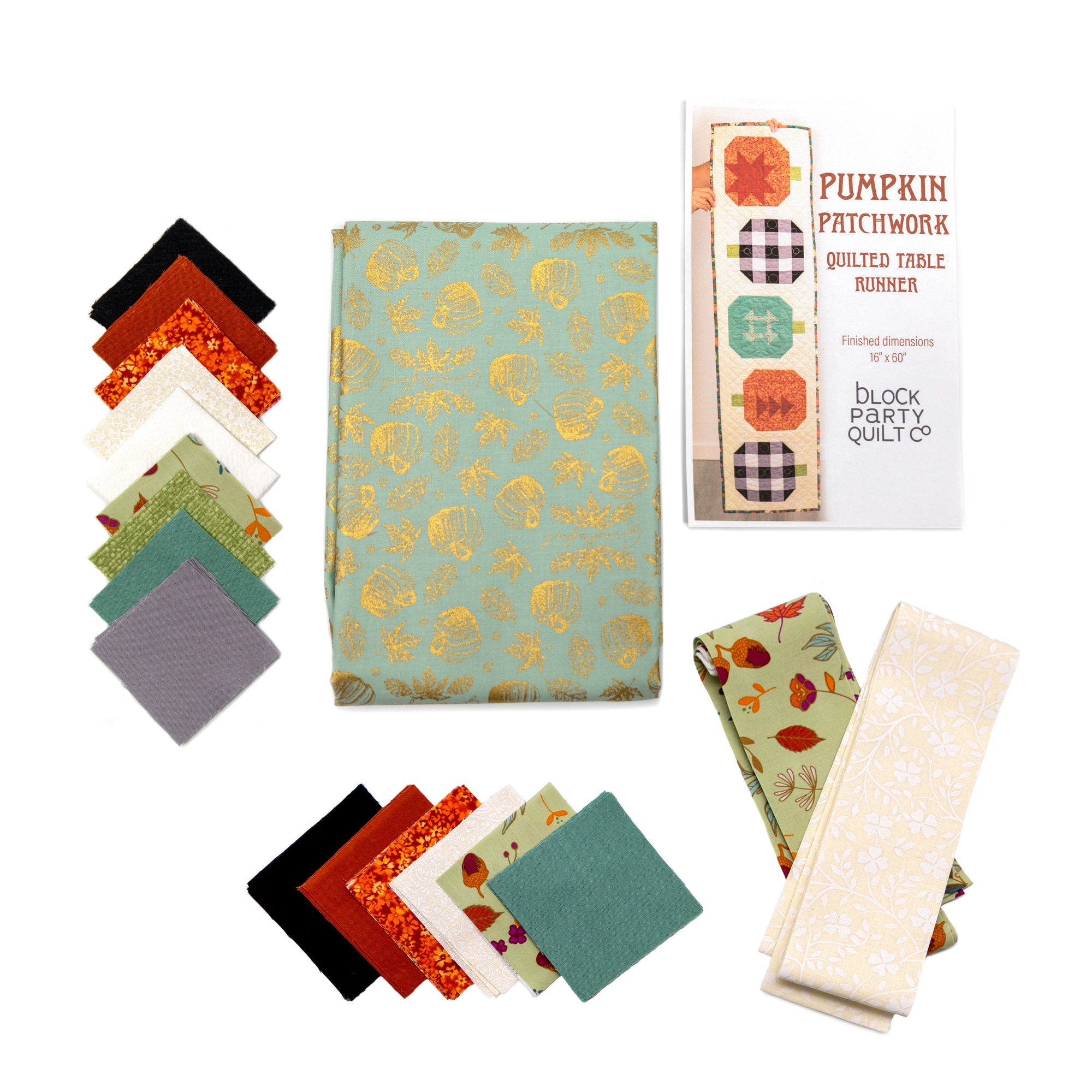 Pumpkin Patchwork Quilted Table Runner Precut Quilt Kit – Block Party ...
