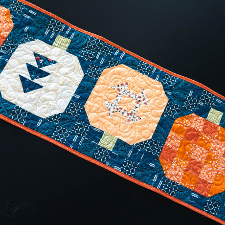 Limited Edition Navy Blue Pumpkin Table Runner Precut Quilt Kit