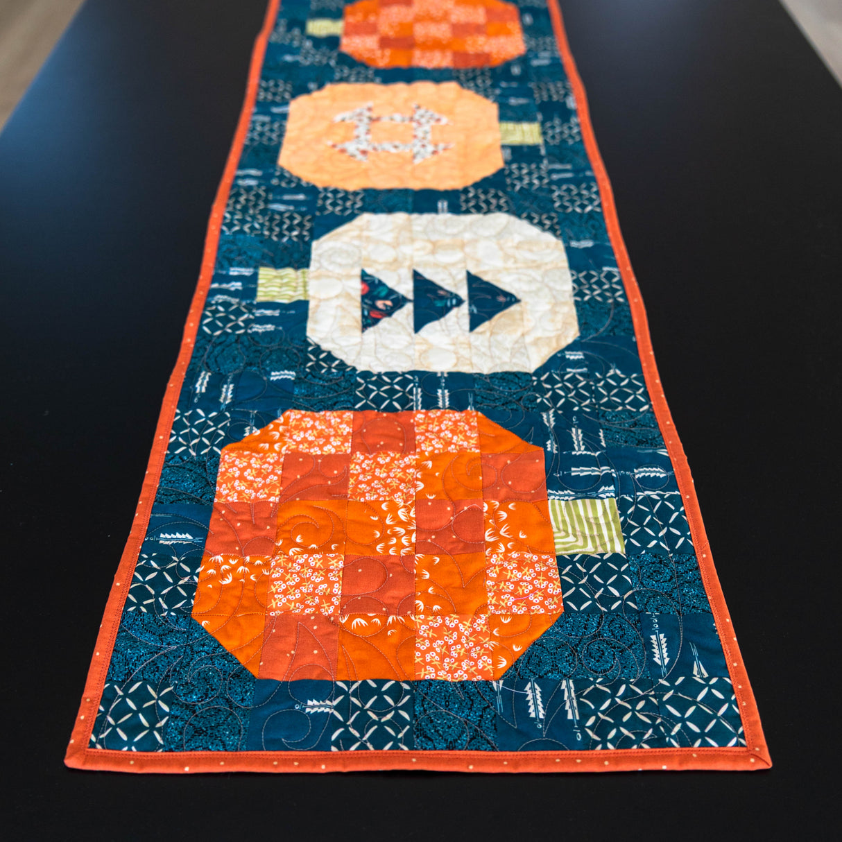 Limited Edition Navy Blue Pumpkin Table Runner Precut Quilt Kit