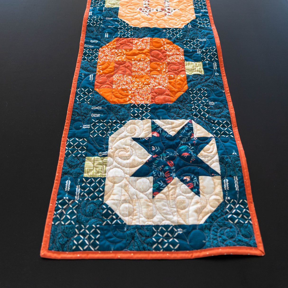 Limited Edition Navy Blue Pumpkin Table Runner Precut Quilt Kit