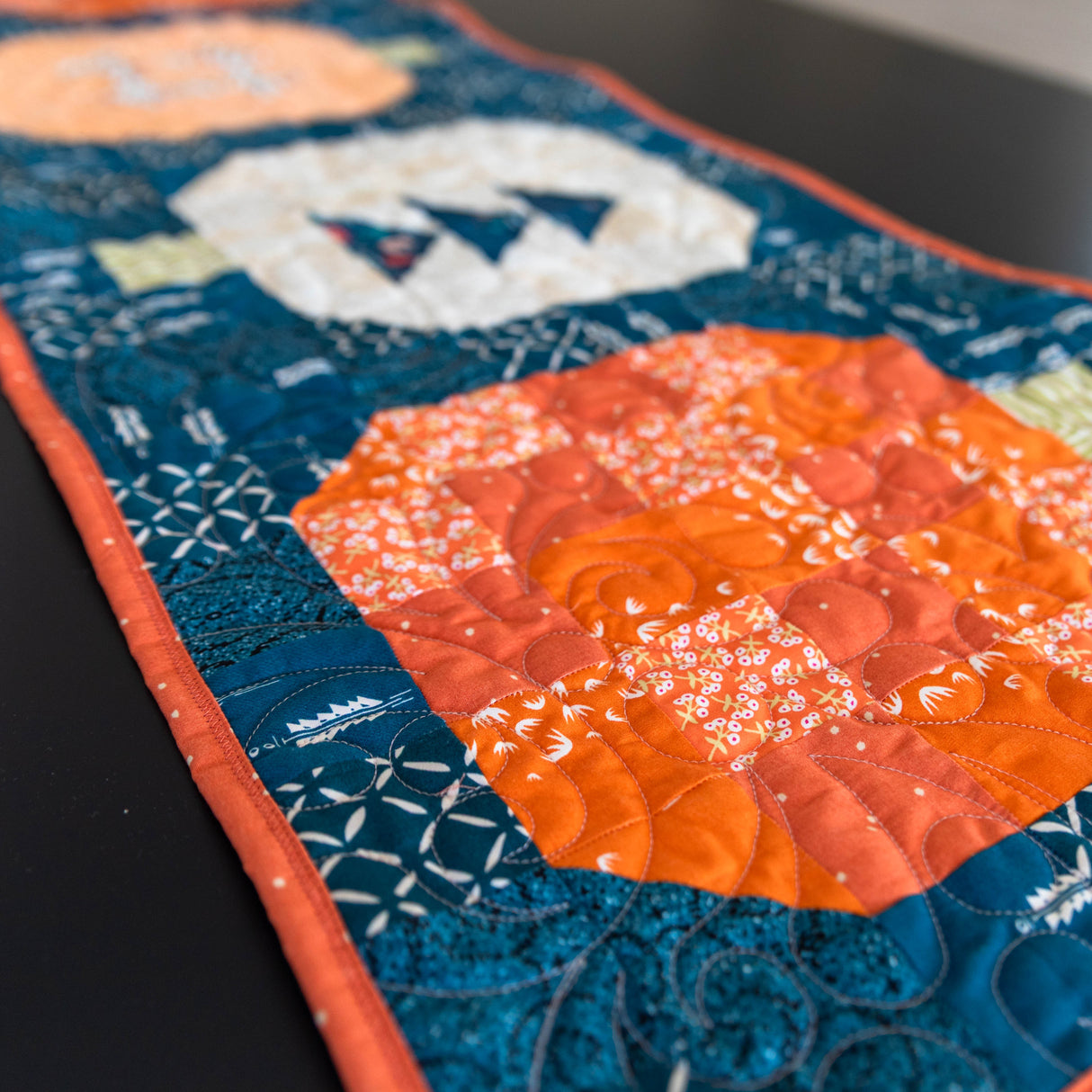 Limited Edition Navy Blue Pumpkin Table Runner Precut Quilt Kit
