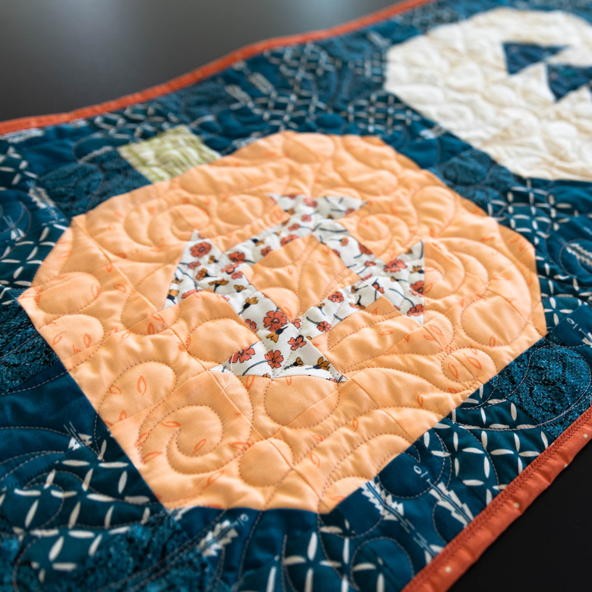 Limited Edition Navy Blue Pumpkin Table Runner Precut Quilt Kit