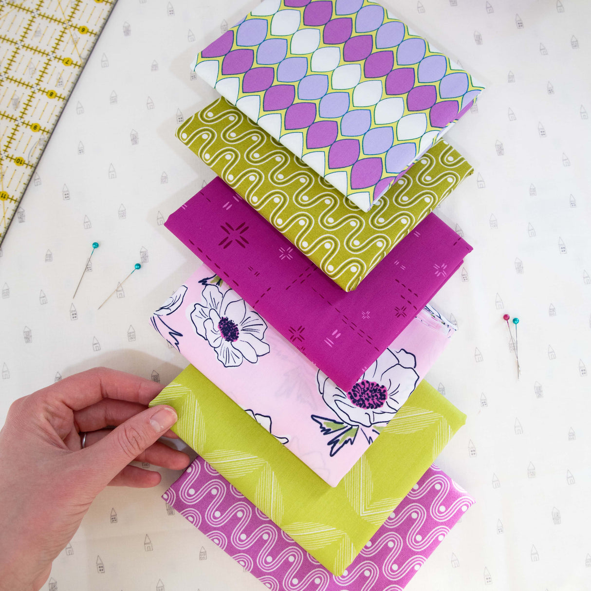 Purple and Lime Curated Fabric Bundle