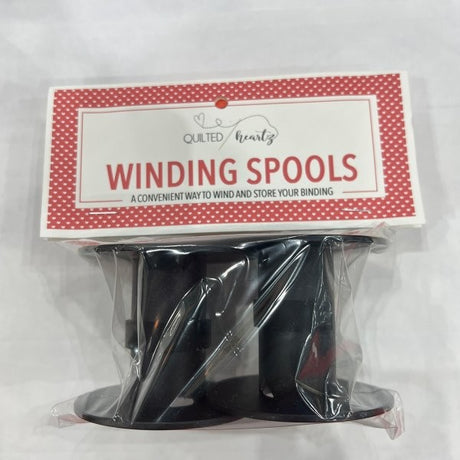 Quilted Heartz Winding Spools two pack black PVC binding storage QHWS697