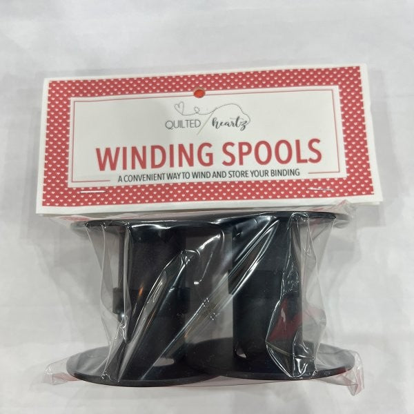 Quilted Heartz Winding Spools two pack black PVC binding storage QHWS697