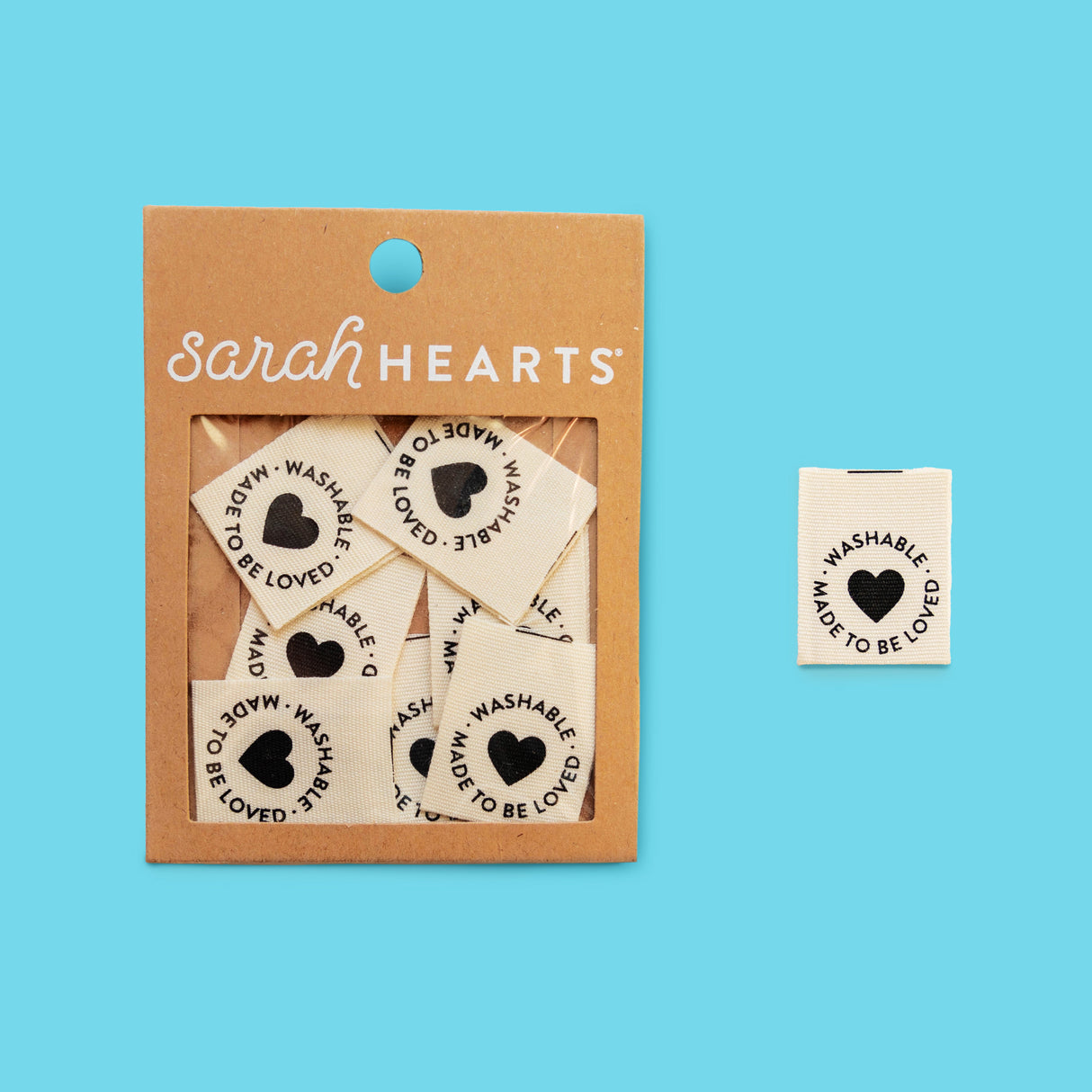Étiquettes lavables à coudre « Fait pour être aimé » - Sarah Hearts