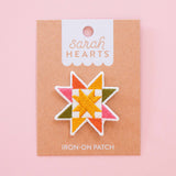 Sawtooth Star Iron-On Patch by Sarah Hearts PA016 embroidered quilt block patch double star muted colors