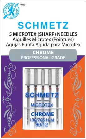 Schmetz Chrome Microtex Machine Needle Size 80/12 5 count pack for quilting