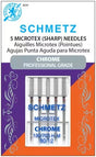 Schmetz Chrome Microtex Machine Needle Size 80/12 5 count pack for quilting