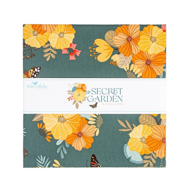 Secret Garden 10 inch Stacker layer cake 42 pieces by Amanda Castor for Riley Blake Designs 10-18040-42 floral botanical garden romantic