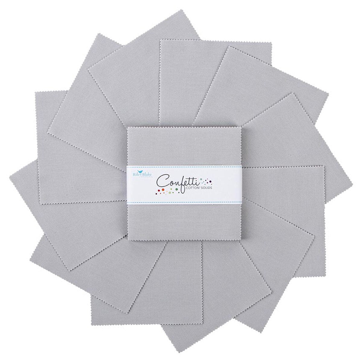 Silver Solid Gray 5 inch square pack Riley Blake