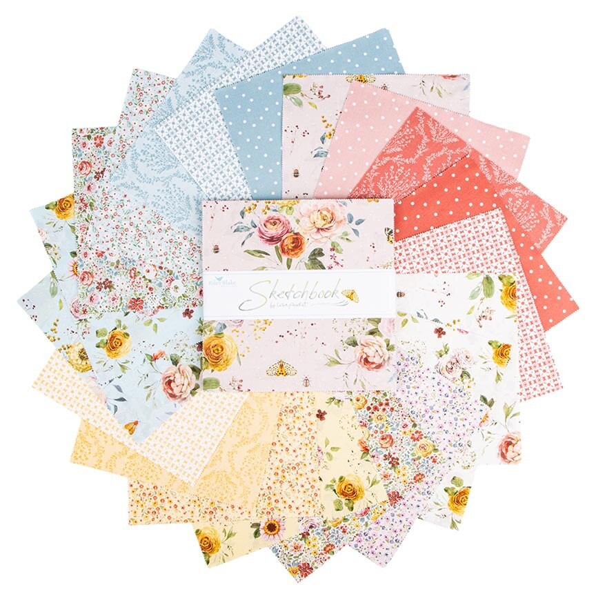 Sketchbook 10 inch layer cake 42 pieces Lisa Audit Riley Blake Designs botanical artistic