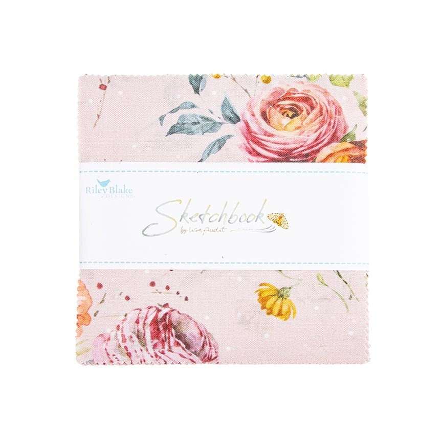 Sketchbook 5 inch Stacker charm pack precut quilt fabric by Lisa Audit for Riley Blake Designs 5-17520-42