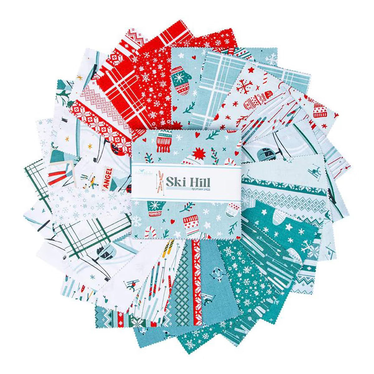 Ski Hill 5 inch squares fabric by Corinne Wells