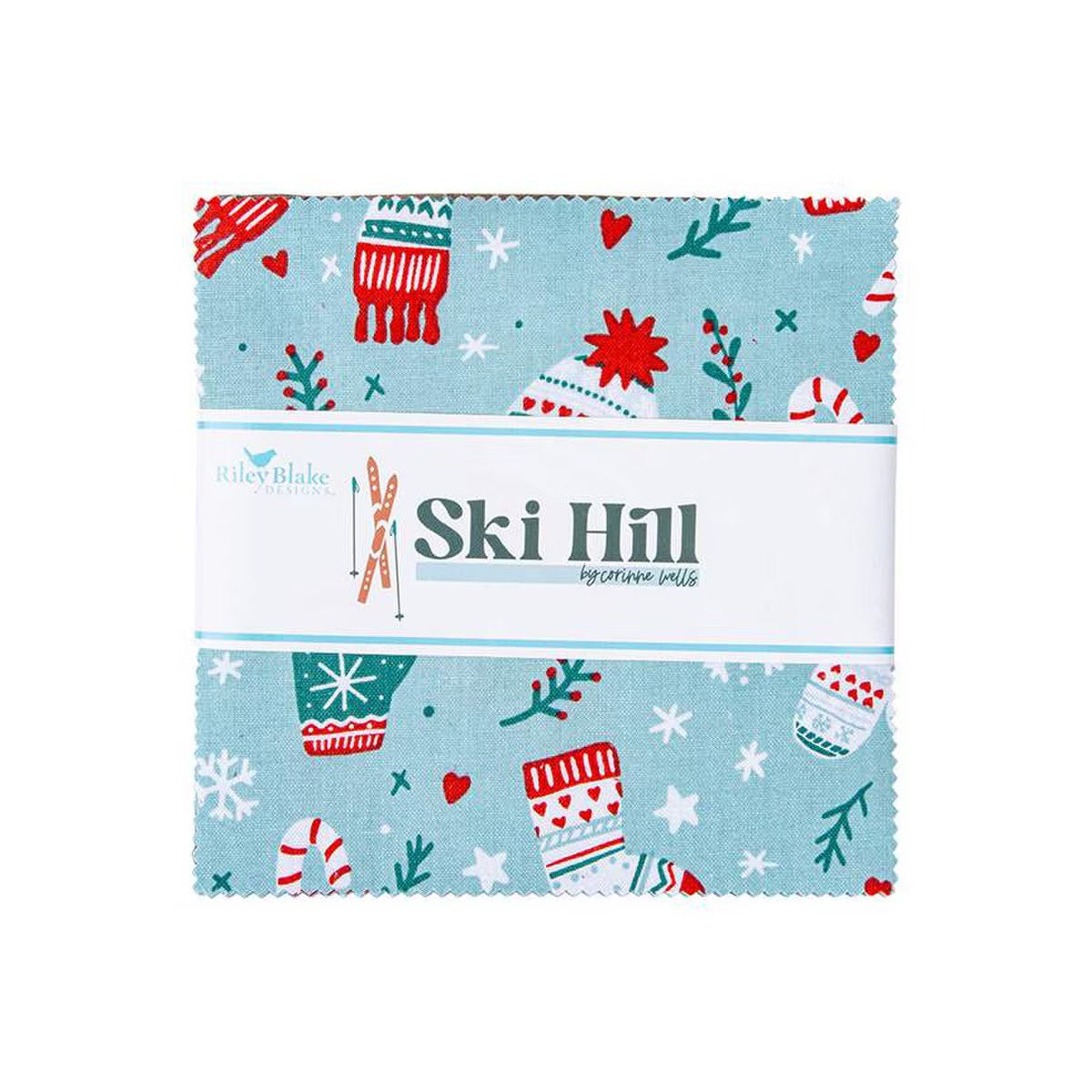 Ski Hill 5 inch squares fabric by Corinne Wells