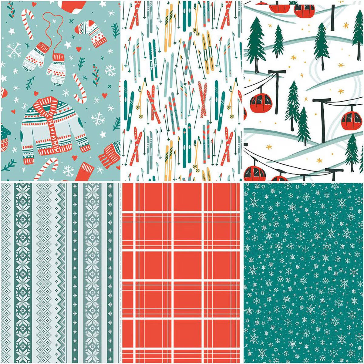 Ski Hill 5 inch squares fabric by Corinne Wells