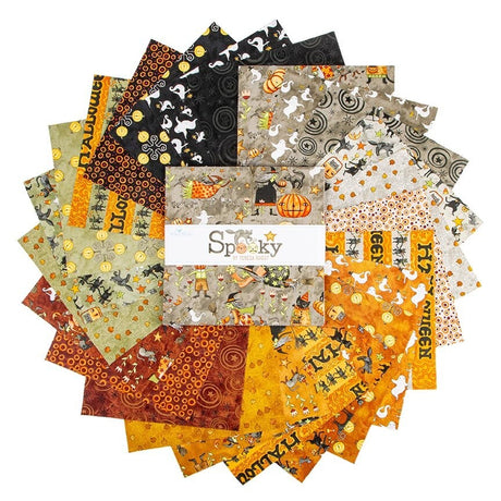Spooky 10 inch layer cake 42 pieces Teresa Kogut Riley Blake Designs Halloween folk art