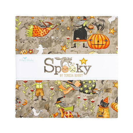 Spooky 10 inch Square Layer Cake precut Halloween quilt fabric by Teresa Kogut for Riley Blake Designs 10-17570-42