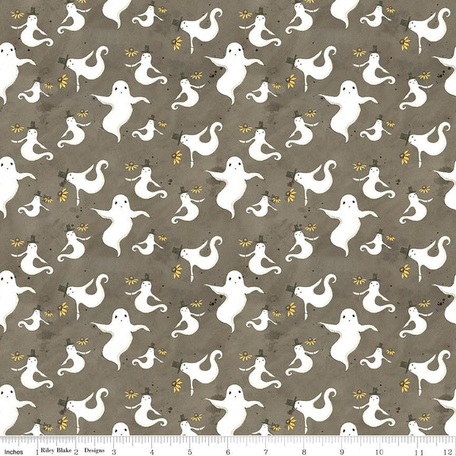 Spooky Ghosts Tombstone fabric by Teresa Kogut for Riley Blake Designs by the yard C17571-TOMBSTONE Halloween folk art ghosts