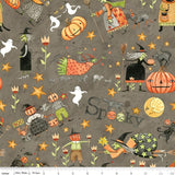 Spooky Main Tombstone fabric by Teresa Kogut for Riley Blake Designs by the yard C17570-TOMBSTONE Halloween witches pumpkins black cats folk art