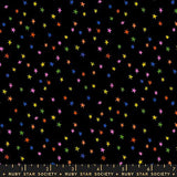 Starry Mini Rainbow Stars on Black Ruby Star Society By the Yard