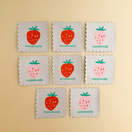 Scalloped Edge Strawberries Woven Quilt Labels Minki Kim #004