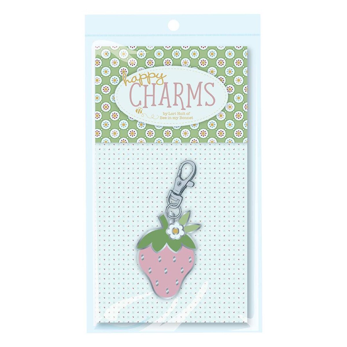 Pink Strawberry Happy Charm or Keychain