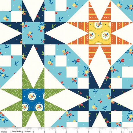 Summer's in Town Cheater Print Multi quilting cotton by Sandy Gervais for Riley Blake Designs