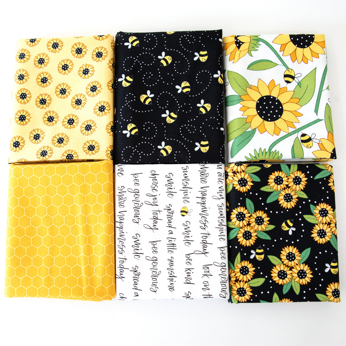 Sunflowers and Bees Curated 6 piece Fabric Bundle