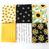 Sunflowers and Bees Curated 6 piece Fabric Bundle