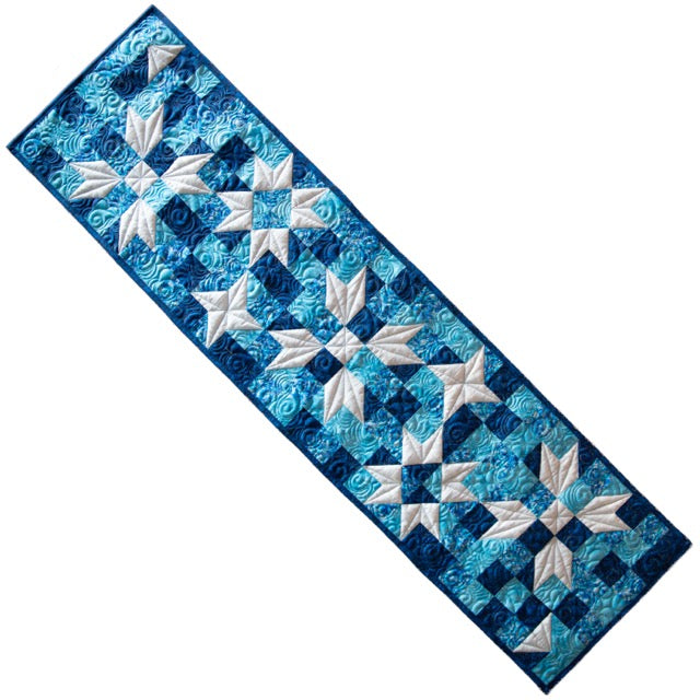 Kit de courtepointe prédécoupé avec chemin de table matelassé bleu glacier et étoiles remarquables