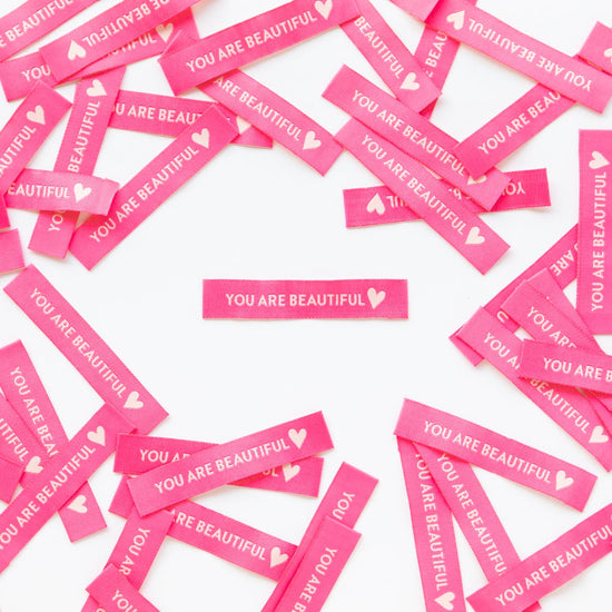 You are Beautiful Sew In Labels - Sarah Hearts