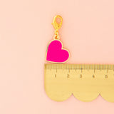 Neon Pink Heart Zipper Charm Sarah Hearts